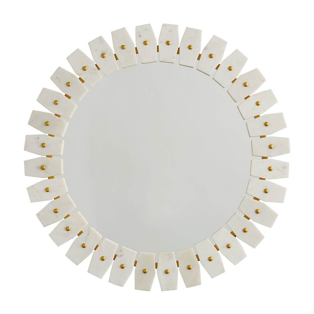 Capital Lighting 735404MM Marble,Brass 28.5'' W X 28.5'' H X 1'' E Round Mirror With Hand-arranged Marble Frame And Brushed Brass Metal Accents Image 1