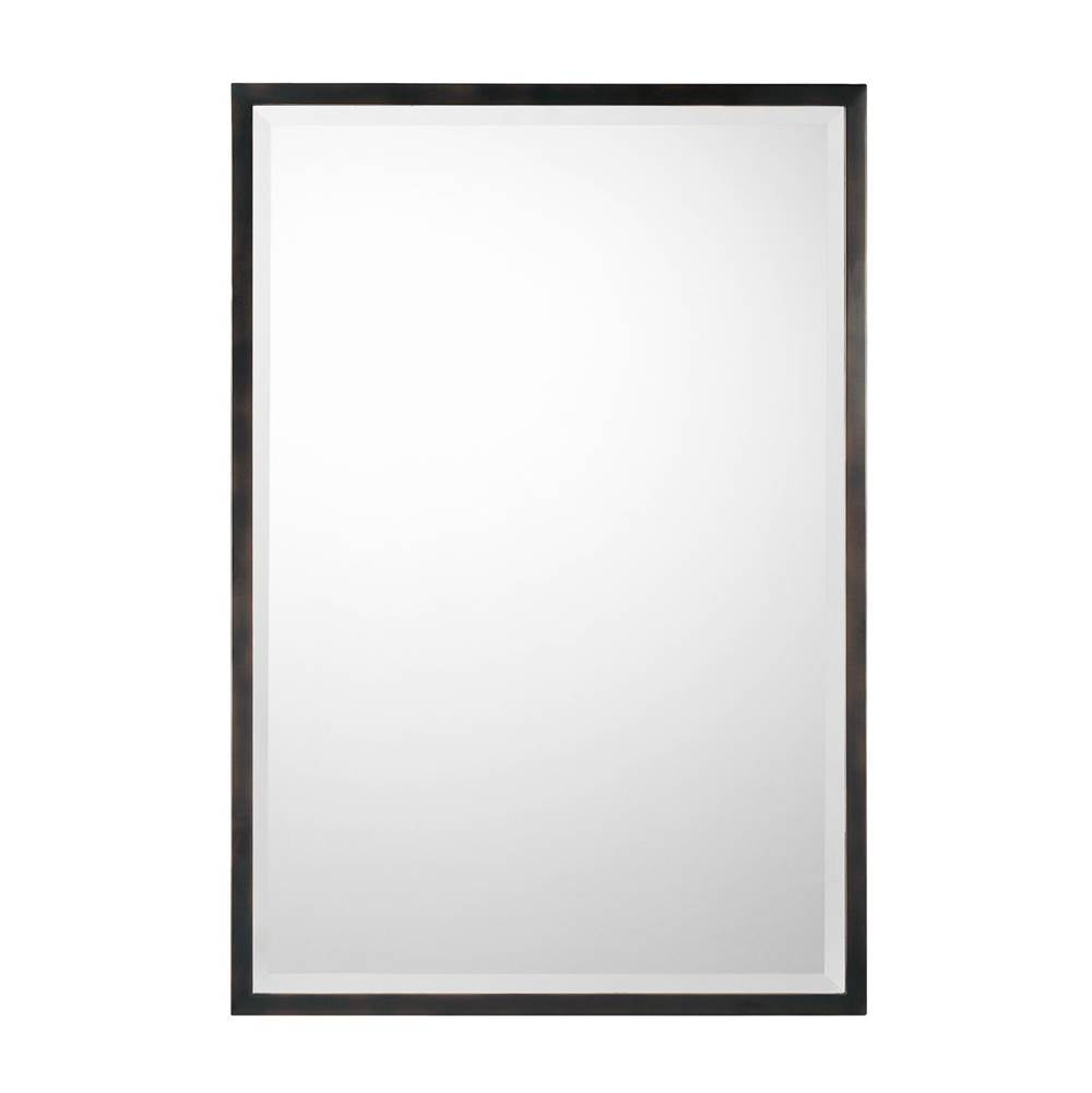 Capital Lighting Mirror 26''w X 38''h Rectangle Beveled Mirror In Matte Black With Horizontal Or Vertical Mounting