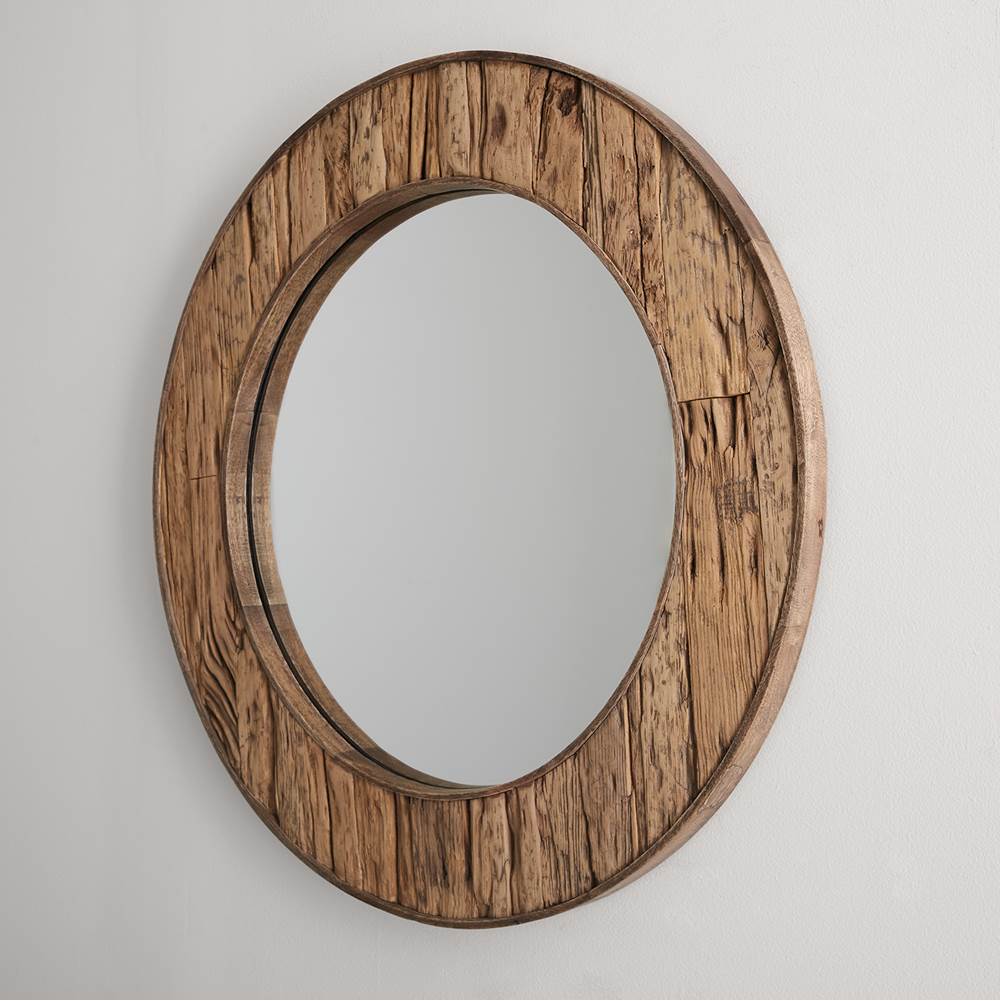 Capital Lighting Mirror 33.5'' W X 33.5'' H X 1.5'' E Round Mirror In Reclaimed Railroad Ties