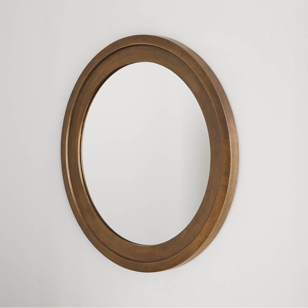 Capital Lighting Mirror 32.5'' W X 32.5'' H X 1.5'' E Round Sand-cast Aluminum Mirror In Oxidized Brass