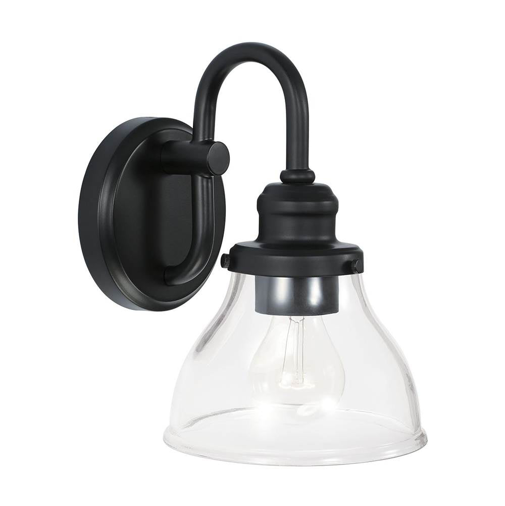 Capital Lighting 8301MB-461 Matte Black 6.5'' W X 10'' H X 8'' E 1-light Clear Glass Sconce In Matte Black Image 1