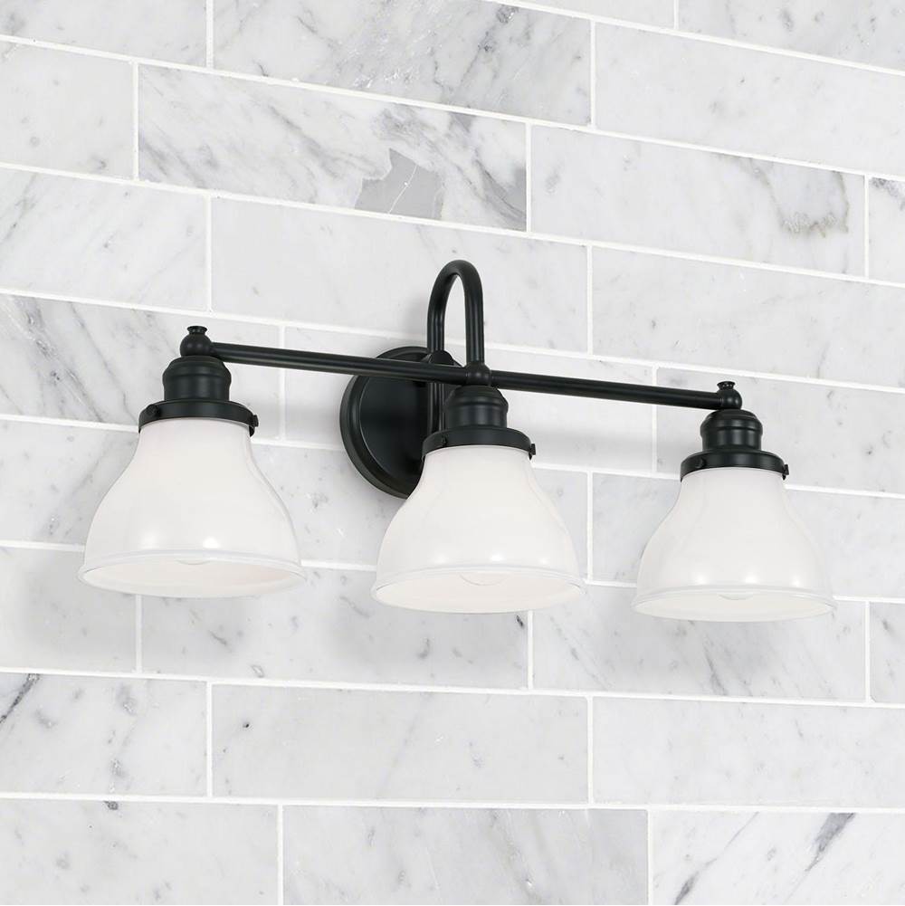 Capital Lighting 8303MB-128 Matte Black 24'' W X 11'' H X 8'' E 3-light Milk Glass Vanity In Polished Nickel Image 2