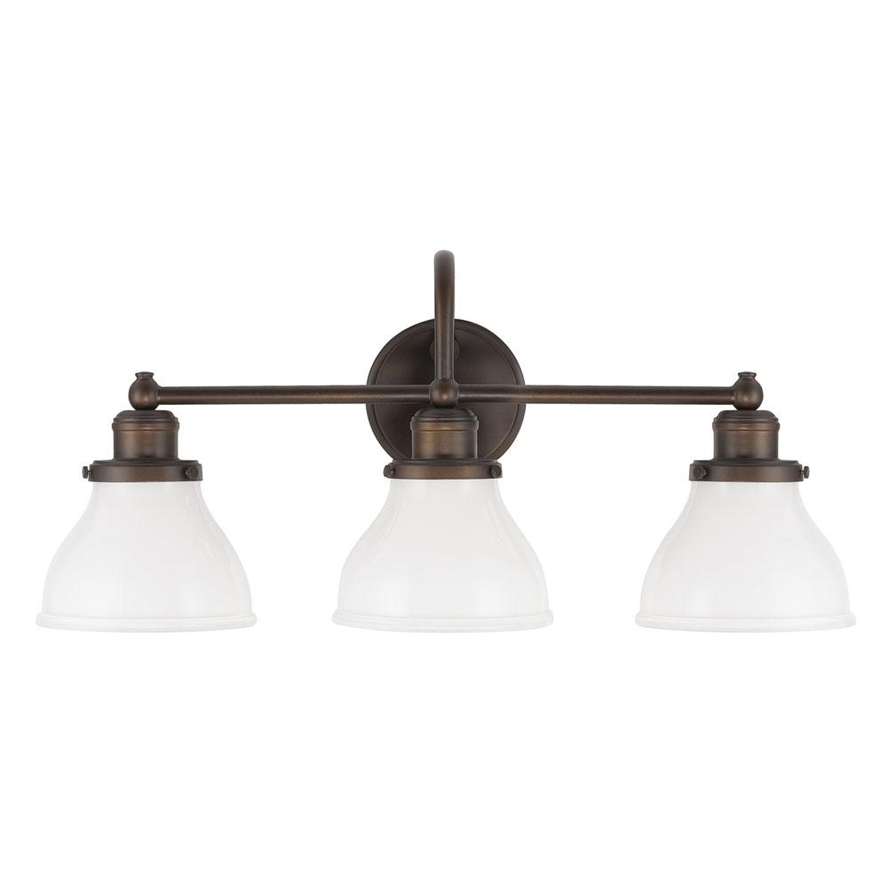 Capital Lighting Baxter 24'' W X 11'' H X 8'' E 3-light Milk Glass Vanity In Burnished Bronze