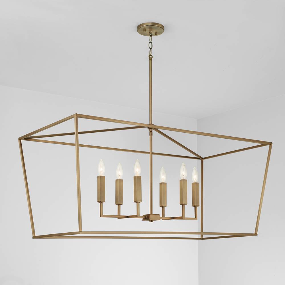 Capital Lighting 837661AD Aged Brass 42'' W X 20.5'' H X 20'' E 6-light Lantern Linear In Aged Brass Image 4
