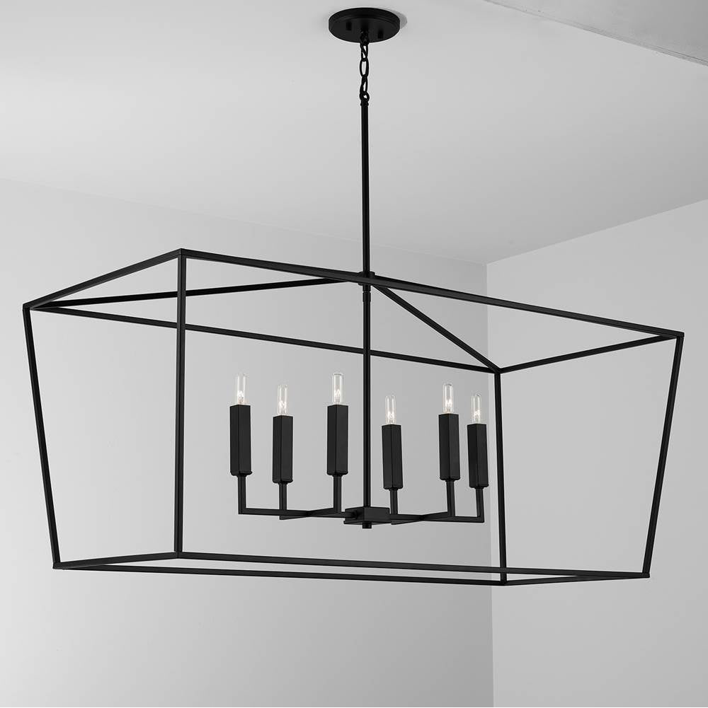 Capital Lighting 837661MB Matte Black 42'' W X 20.5'' H X 20'' E 6-light Lantern Linear In Matte Black Image 4