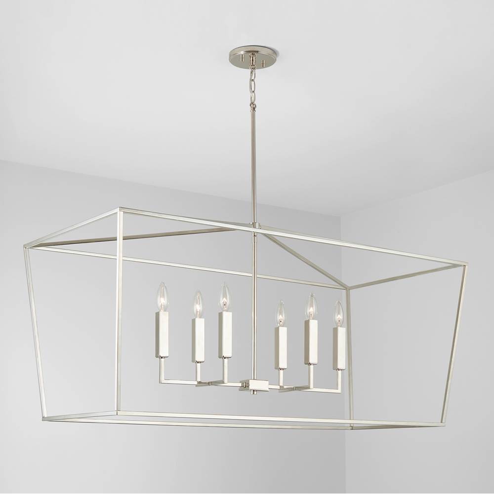 Capital Lighting 837661PN Polished Nickel 42'' W X 20.5'' H X 20'' E 6-light Lantern Linear In Polished Nickel Image 4