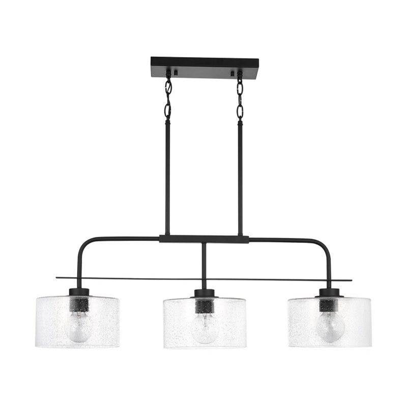 Capital Lighting Jake 36'' W X 12'' H X 9'' E 3-light Linear In Matte Black With Clear Seeded Glass Shades