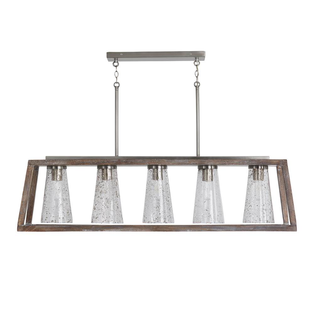 Capital Lighting 840551HN-504 Black Wash,Matte Nickel 50'' W X 14'' H X 12'' E 5-light Clear Stone Seeded Glass Linear In Black Wash Wood And Matte Nickel Image 1
