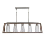 Capital Lighting 840551HN-504 Black Wash,Matte Nickel 50'' W X 14'' H X 12'' E 5-light Clear Stone Seeded Glass Linear In Black Wash Wood And Matte Nickel Image 1