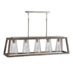 Capital Lighting Connor 50'' W X 14'' H X 12'' E 5-light Clear Stone Seeded Glass Linear In Black Wash Wood And Matte Nickel