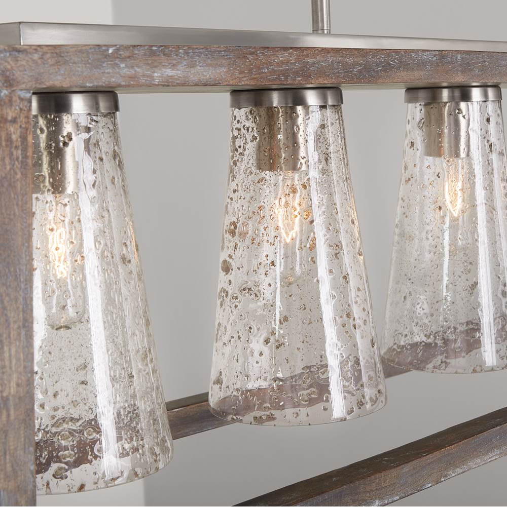 Capital Lighting 840551HN-504 Black Wash,Matte Nickel 50'' W X 14'' H X 12'' E 5-light Clear Stone Seeded Glass Linear In Black Wash Wood And Matte Nickel Image 5