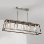 Capital Lighting 840551HN-504 Black Wash,Matte Nickel 50'' W X 14'' H X 12'' E 5-light Clear Stone Seeded Glass Linear In Black Wash Wood And Matte Nickel Image 3
