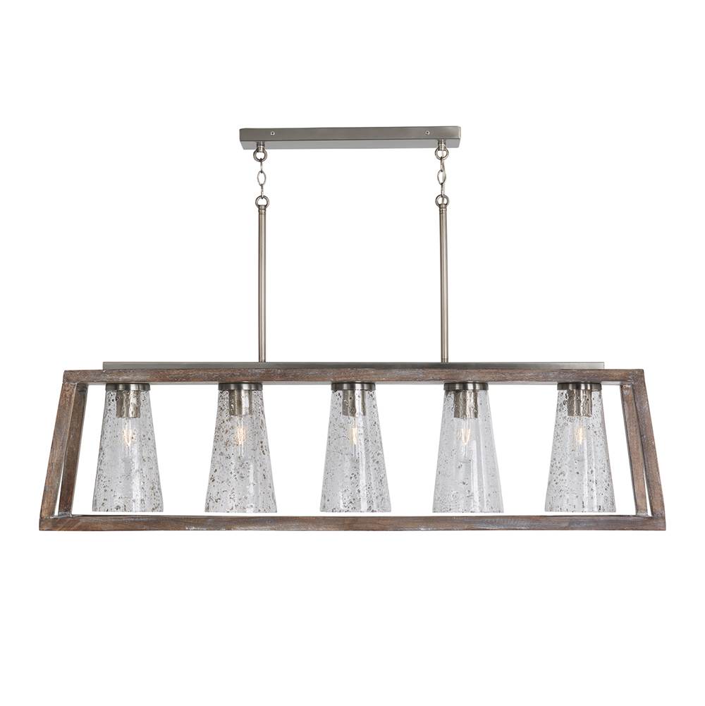 Capital Lighting 840551HN-504 Black Wash,Matte Nickel 50'' W X 14'' H X 12'' E 5-light Clear Stone Seeded Glass Linear In Black Wash Wood And Matte Nickel Image 2