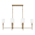 Capital Lighting Abbie 48'' W X 25'' H X 24'' E 6-light Linear Chandelier Pendant Linear In Aged Brass With White Fabric Stay-straight Shades