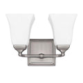 Capital Lighting Cade 12.5'' W X 8.5'' H X 6.5'' E 2-light Vanity In Brushed Nickel With Soft White Glass Shades