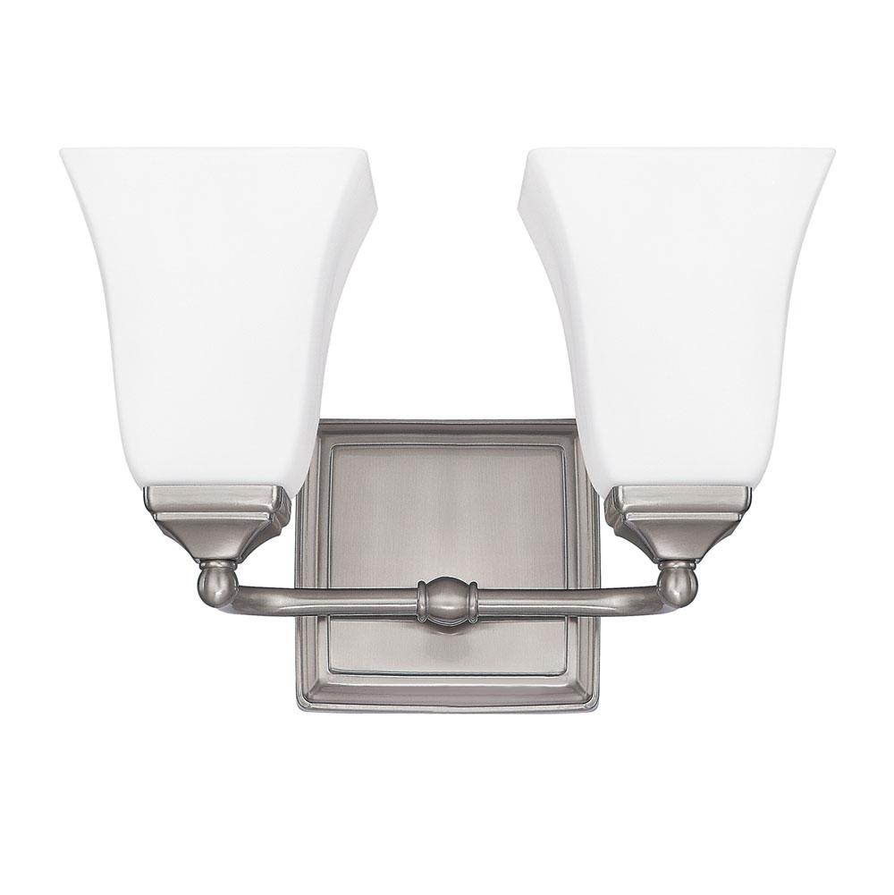 Capital Lighting Cade 12.5'' W X 8.5'' H X 6.5'' E 2-light Vanity In Brushed Nickel With Soft White Glass Shades