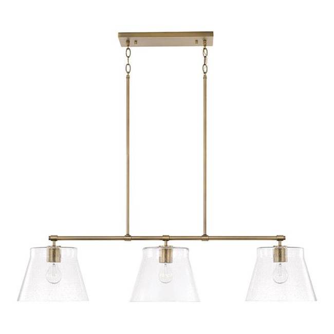 Capital Lighting 846931AD Aged Brass 44.5'' W X 10'' H 3-light Linear In Aged Brass With Clear Seeded Glass Image 1