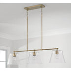Capital Lighting 846931AD Aged Brass 44.5'' W X 10'' H 3-light Linear In Aged Brass With Clear Seeded Glass Image 2