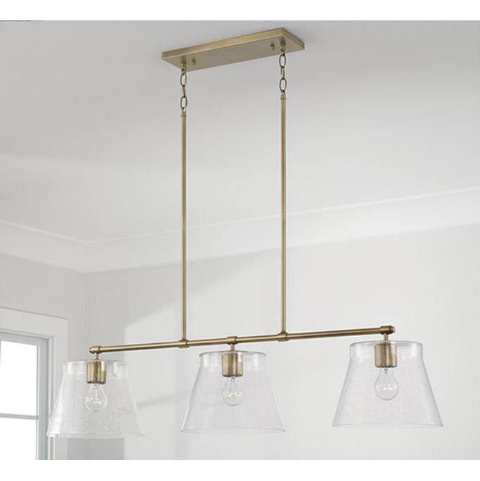 Capital Lighting 846931AD Aged Brass 44.5'' W X 10'' H 3-light Linear In Aged Brass With Clear Seeded Glass Image 2