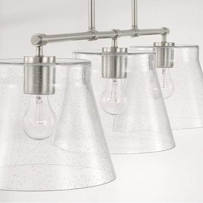 Capital Lighting Baker 44.5'' W X 10'' H 3-light Linear In Aged Brass With Clear Seeded Glass