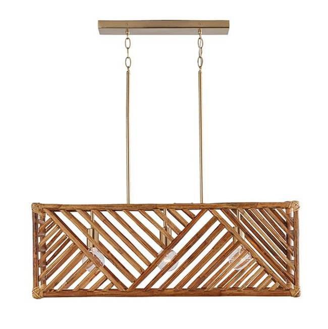 Capital Lighting 847431MA Matte Brass 35.5''w X 12.5''h 3-light Linear In Matte Brass With Natural Bamboo Image 1