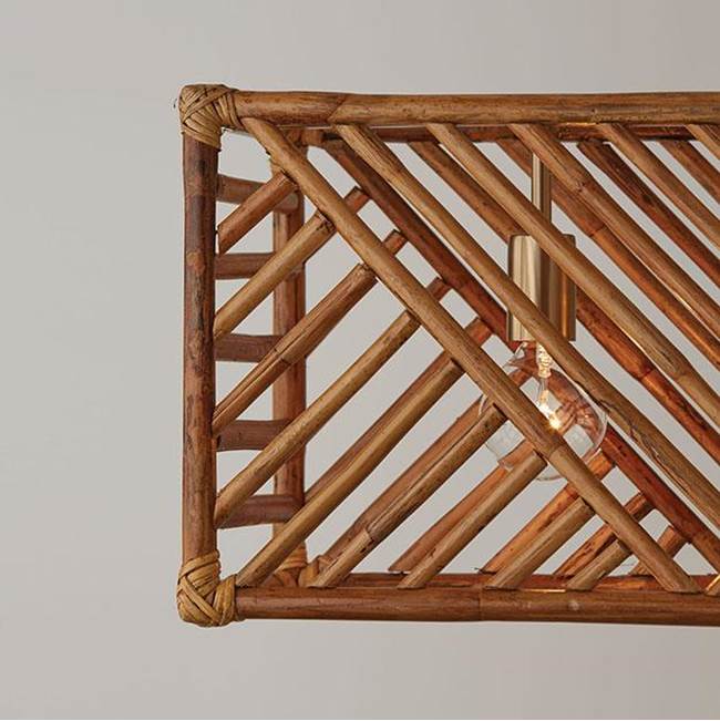 Capital Lighting Soleil 35.5''w X 12.5''h 3-light Linear In Matte Brass With Natural Bamboo