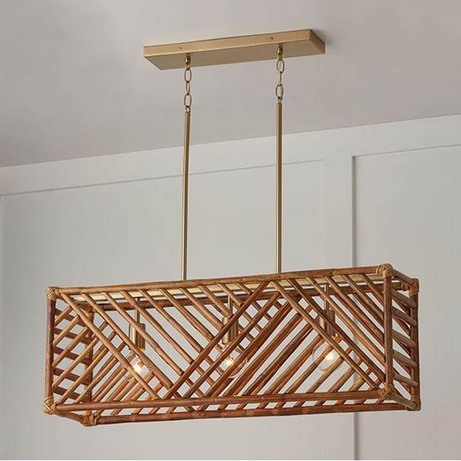 Capital Lighting 847431MA Matte Brass 35.5''w X 12.5''h 3-light Linear In Matte Brass With Natural Bamboo Image 3