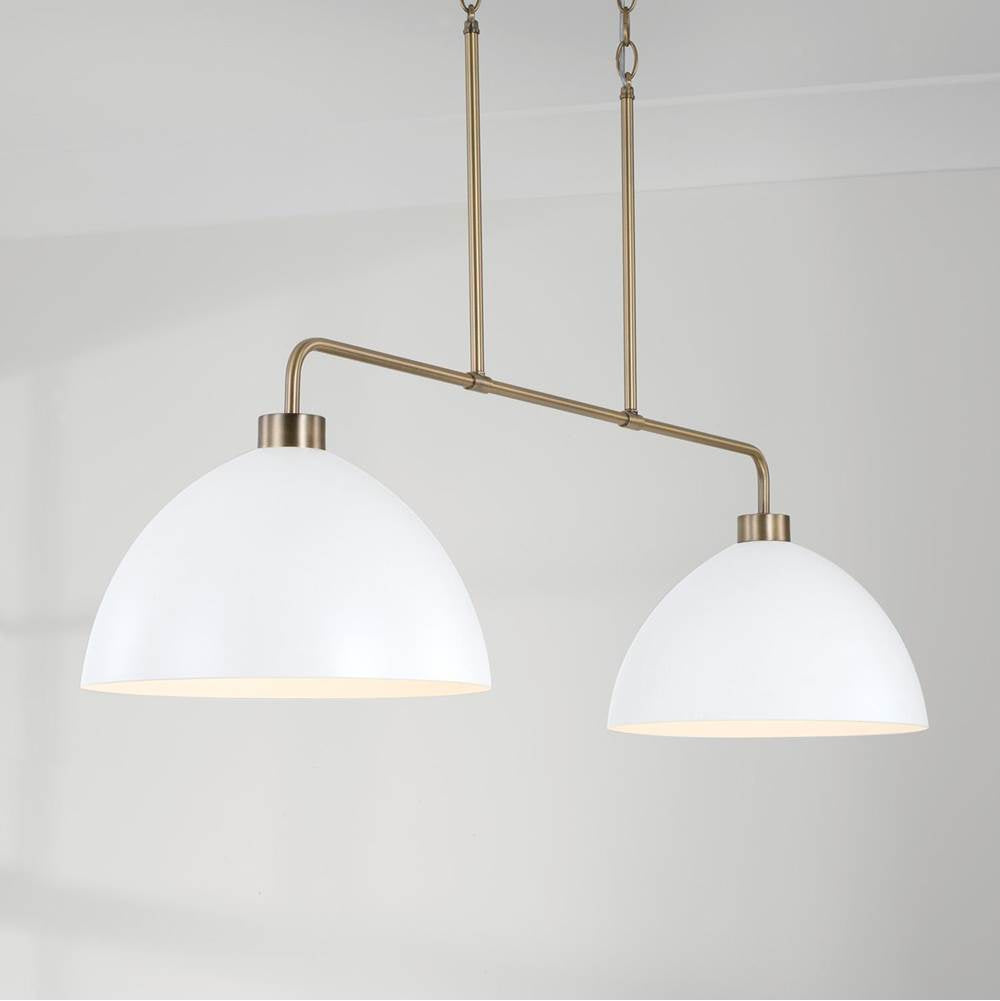 Capital Lighting 852021AW Aged Brass,White 44''w X 11.50''h 2-light Linear Chandelier In Aged Brass And White Image 3