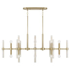 Capital Lighting 858001MA Matte Brass 47.25'' W X 20.25'' H 16-light Linear Chandelier In Matte Brass With Real White Marble Rods Image 1