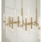 Capital Lighting 858001MA Matte Brass 47.25'' W X 20.25'' H 16-light Linear Chandelier In Matte Brass With Real White Marble Rods Image 6