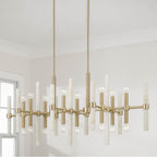 Capital Lighting Marlow 47.25'' W X 20.25'' H 16-light Linear Chandelier In Matte Brass With Real White Marble Rods