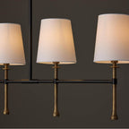 Capital Lighting 860751MBG-717 Matte Black,Hammered Gold 48'' W X 18.75'' H 5-light Linear Chandelier In Matte Black With Textured Hammered Gold Tails And White Fabric Shades Image 8