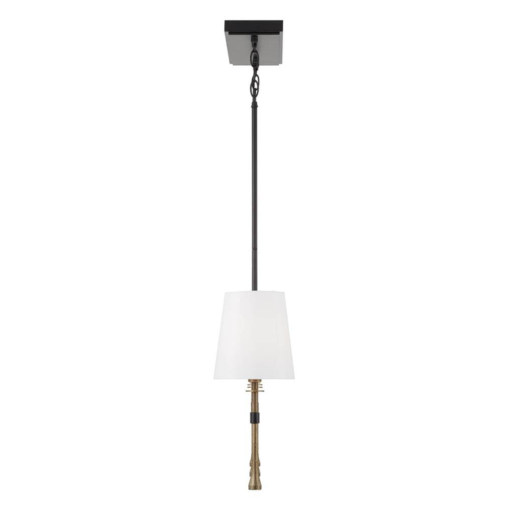 Capital Lighting 860751MBG-717 Matte Black,Hammered Gold 48'' W X 18.75'' H 5-light Linear Chandelier In Matte Black With Textured Hammered Gold Tails And White Fabric Shades Image 3
