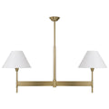 Capital Lighting 860821AD-719 Aged Brass 50'' W X 22.5'' H 2-light Linear Chandelier In Aged Brass With White Fabric Shades And Designer Canopy Image 1