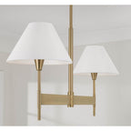 Capital Lighting 860821AD-719 Aged Brass 50'' W X 22.5'' H 2-light Linear Chandelier In Aged Brass With White Fabric Shades And Designer Canopy Image 4
