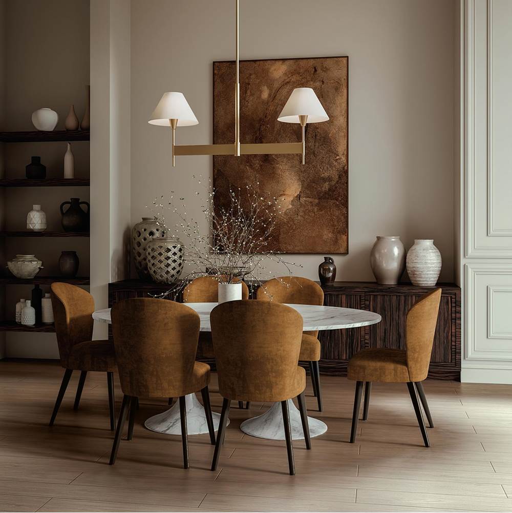 Capital Lighting 860821AD-719 Aged Brass 50'' W X 22.5'' H 2-light Linear Chandelier In Aged Brass With White Fabric Shades And Designer Canopy Image 3