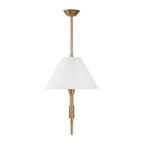 Capital Lighting 860821AD-719 Aged Brass 50'' W X 22.5'' H 2-light Linear Chandelier In Aged Brass With White Fabric Shades And Designer Canopy Image 2