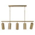 Capital Lighting 861751AD Aged Brass 40'' W X 11.25'' H 5-light Adjustable Linear Chandelier In Aged Brass With Matte White Interior And Repositional Metal Shades Image 1