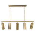 Capital Lighting 861751AD Aged Brass 40'' W X 11.25'' H 5-light Adjustable Linear Chandelier In Aged Brass With Matte White Interior And Repositional Metal Shades Image 1