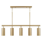 Capital Lighting 861751AD Aged Brass 40'' W X 11.25'' H 5-light Adjustable Linear Chandelier In Aged Brass With Matte White Interior And Repositional Metal Shades Image 2