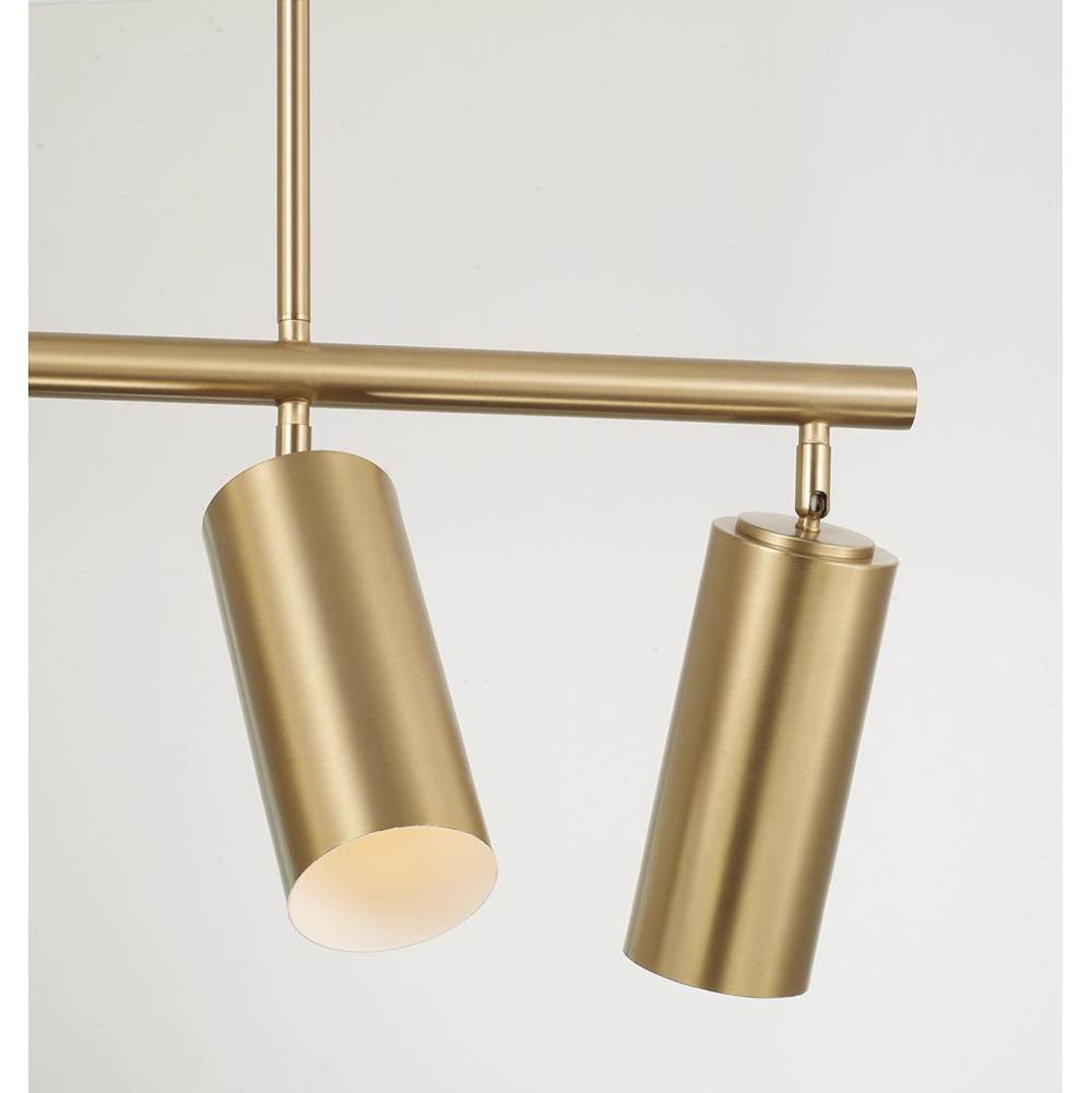 Capital Lighting 861751AD Aged Brass 40'' W X 11.25'' H 5-light Adjustable Linear Chandelier In Aged Brass With Matte White Interior And Repositional Metal Shades Image 6