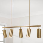 Capital Lighting Robbie 40'' W X 11.25'' H 5-light Adjustable Linear Chandelier In Aged Brass With Matte White Interior And Repositional Metal Shades