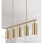 Capital Lighting 861751AD Aged Brass 40'' W X 11.25'' H 5-light Adjustable Linear Chandelier In Aged Brass With Matte White Interior And Repositional Metal Shades Image 5