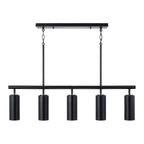 Capital Lighting 861751MB Matte Black 40'' W X 11.25'' H 5-light Adjustable Linear Chandelier In Matte Black With Matte White Interior And Repositional Metal Shades Image 2