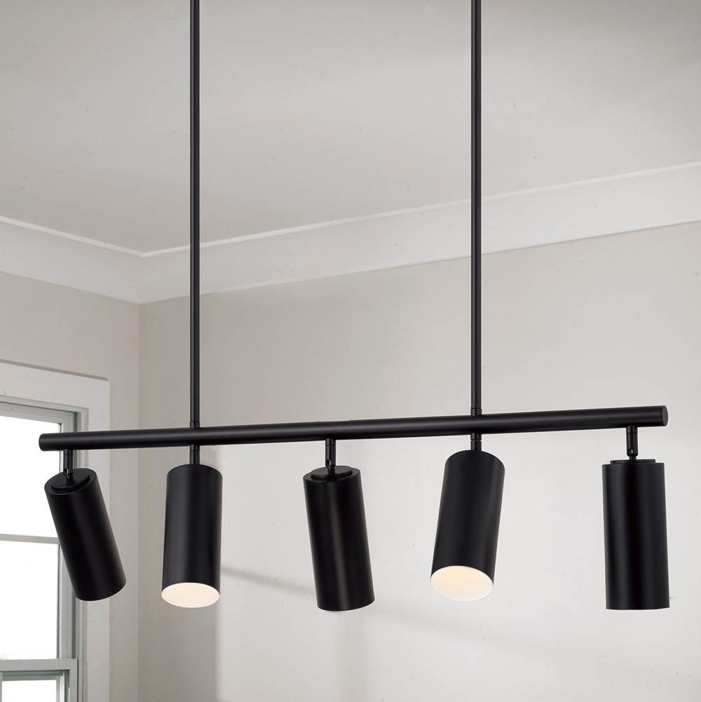 Capital Lighting Robbie 40'' W X 11.25'' H 5-light Adjustable Linear Chandelier In Aged Brass With Matte White Interior And Repositional Metal Shades