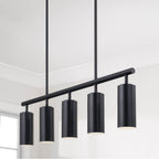 Capital Lighting 861751MB Matte Black 40'' W X 11.25'' H 5-light Adjustable Linear Chandelier In Matte Black With Matte White Interior And Repositional Metal Shades Image 5