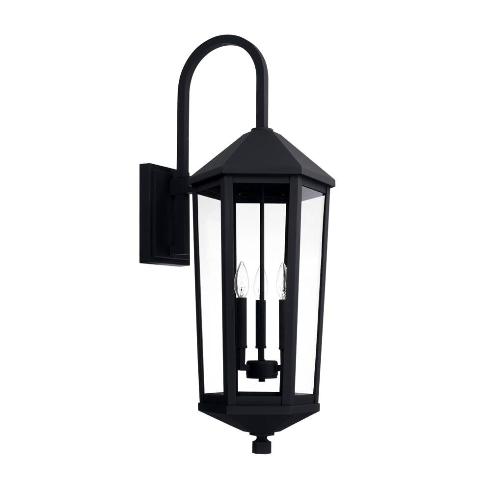 Capital Lighting Ellsworth 12.5''w X 36''h 3-light Clear Glass Outdoor Wall Lantern In Black