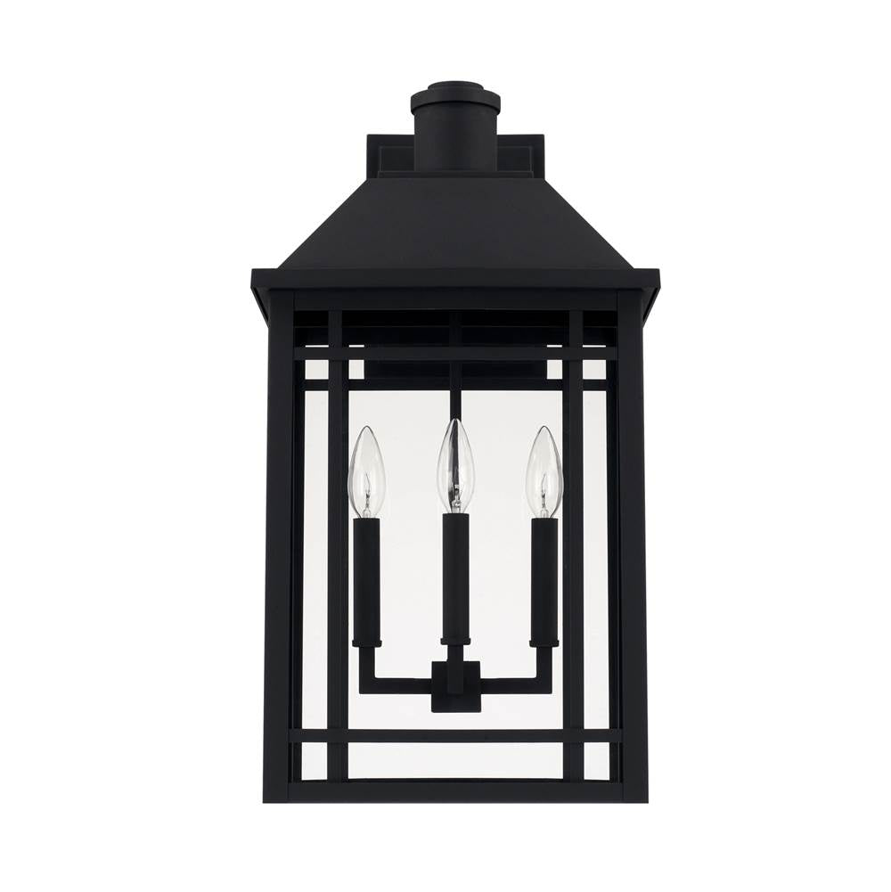 Capital Lighting Braden 13''w X 23''h 3-light Clear Glass Outdoor Wall Lantern In Black