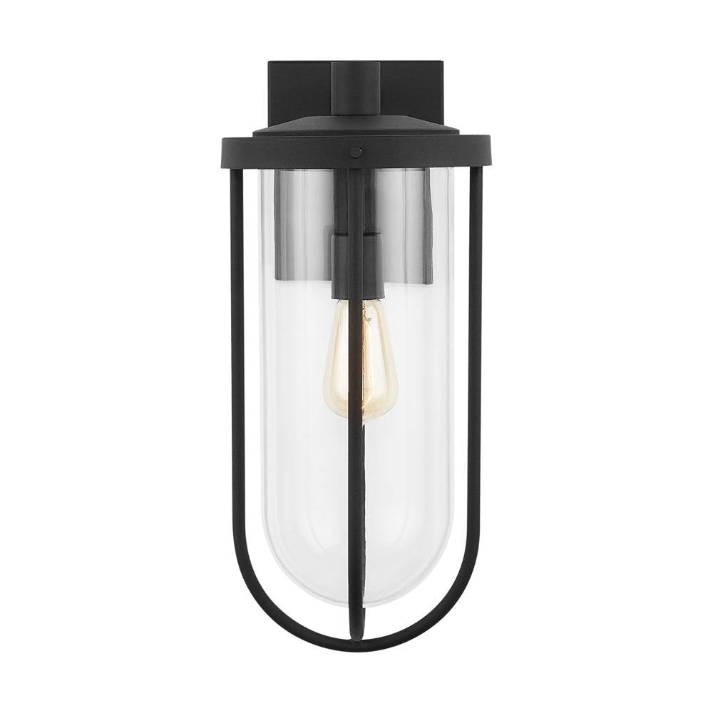 Capital Lighting 934212BK Black 8''w X 18.5''h 1-light Outdoor Wall Mount In Black With Clear Glass Shade Image 1