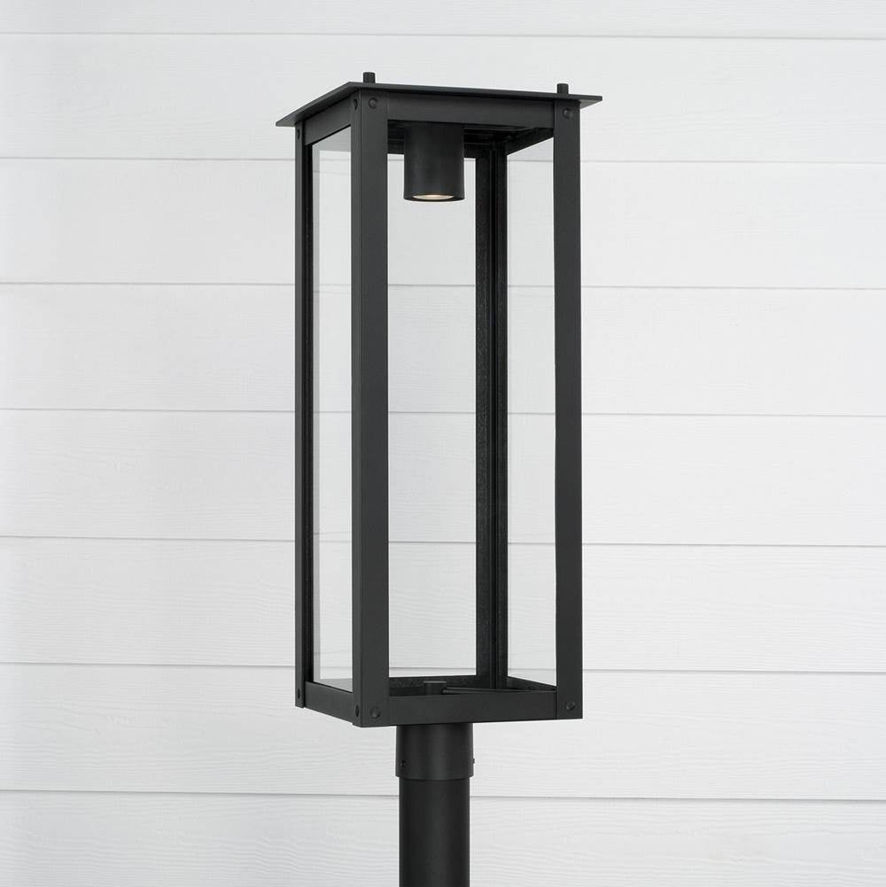 Capital Lighting Hunt 11''w X 29''h 1-light Post Lantern In Black With Clear Glass Gu Twist Lock Night Sky Friendly